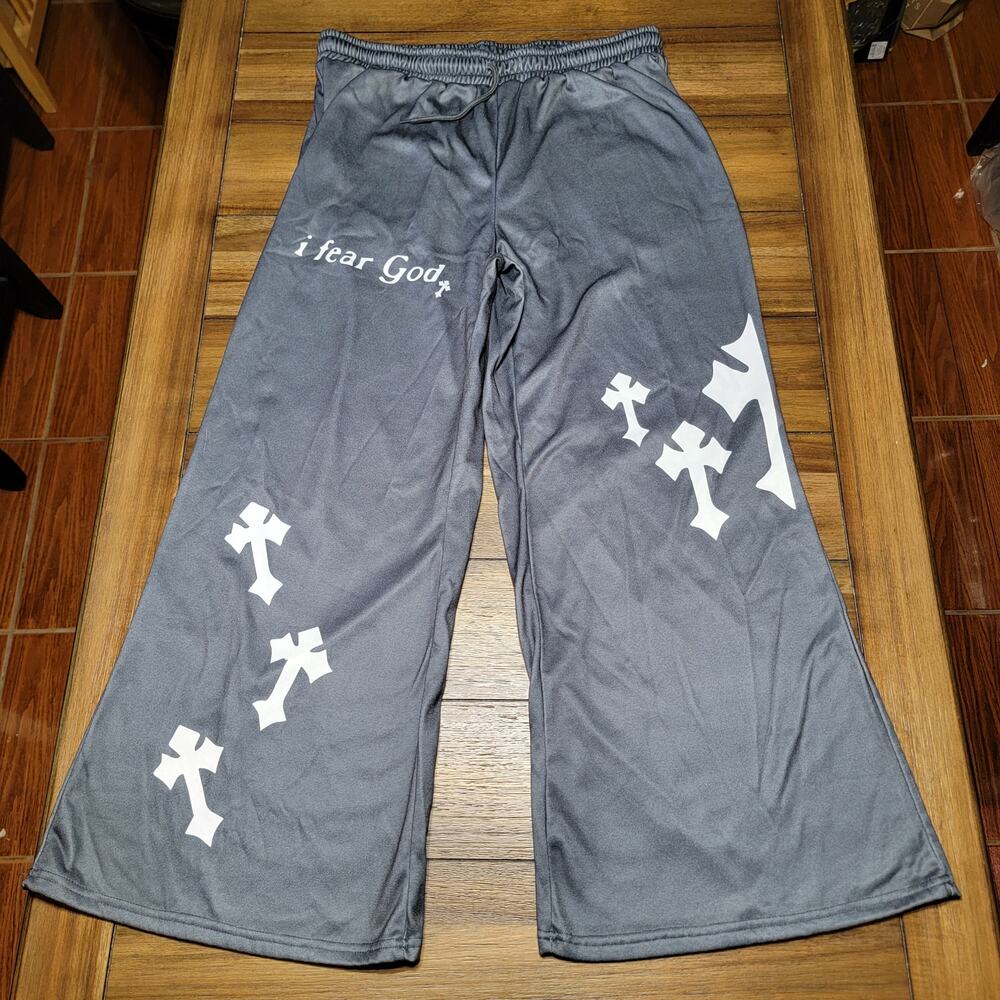 Shein Curve Grey Baggy Joggers "I Fear God" - Size 2XL